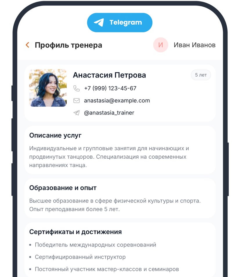 Профили тренеров